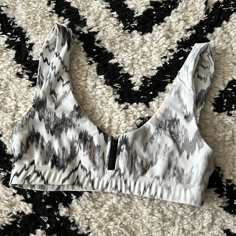 Stone fox swim zipper bikini top